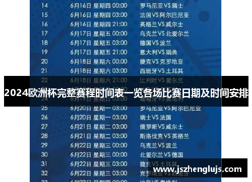 2024欧洲杯完整赛程时间表一览各场比赛日期及时间安排