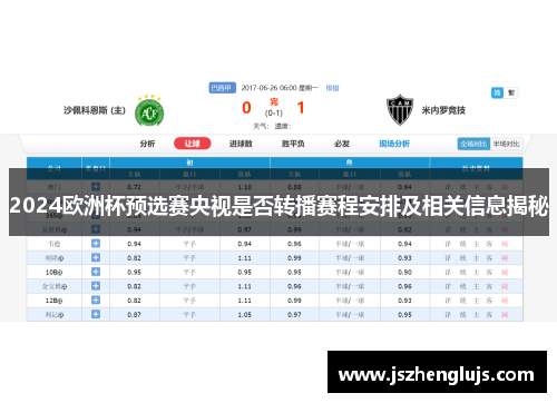2024欧洲杯预选赛央视是否转播赛程安排及相关信息揭秘